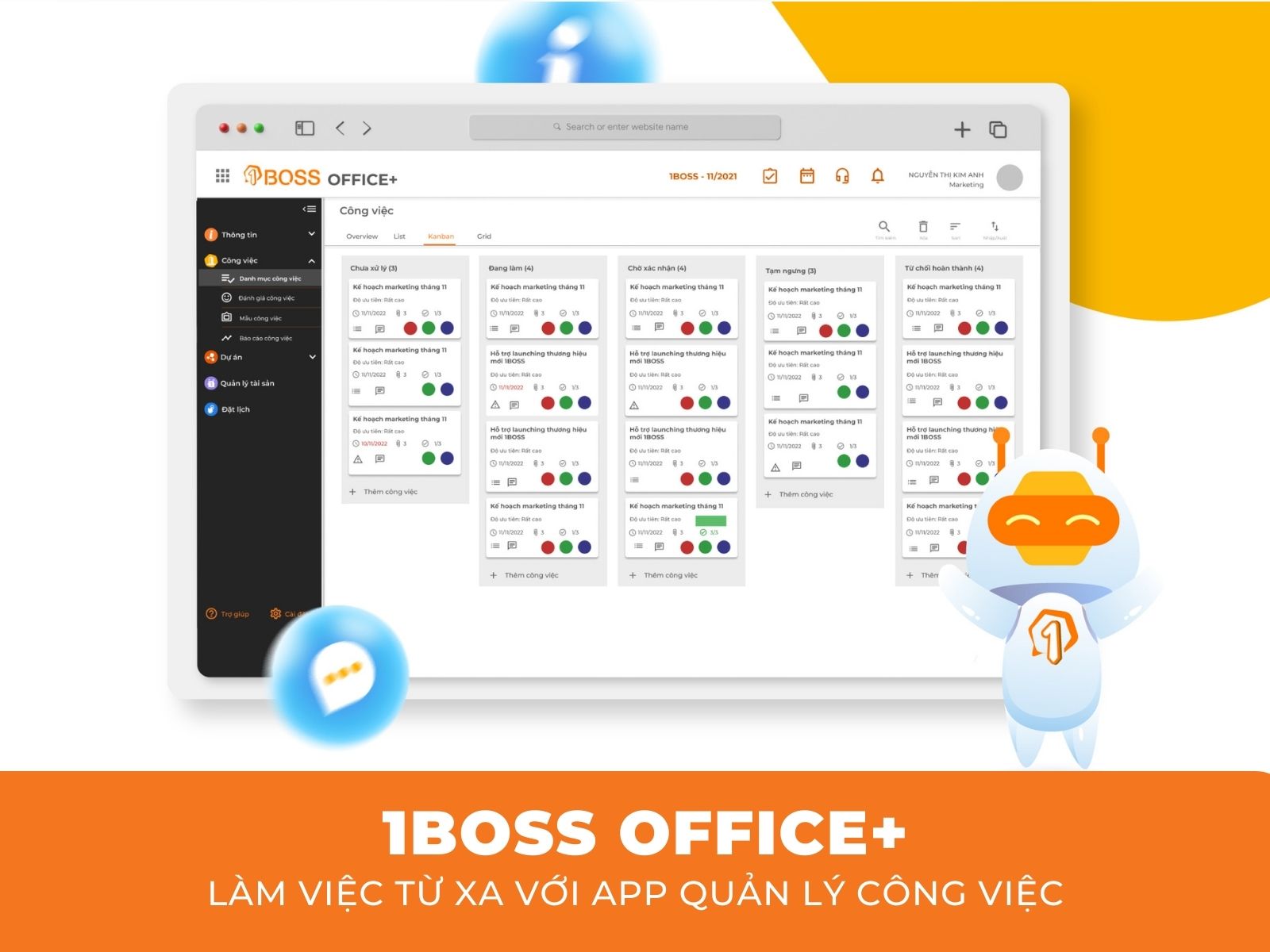 Làm việc từ xa với App quản lý công việc 1BOSS Office