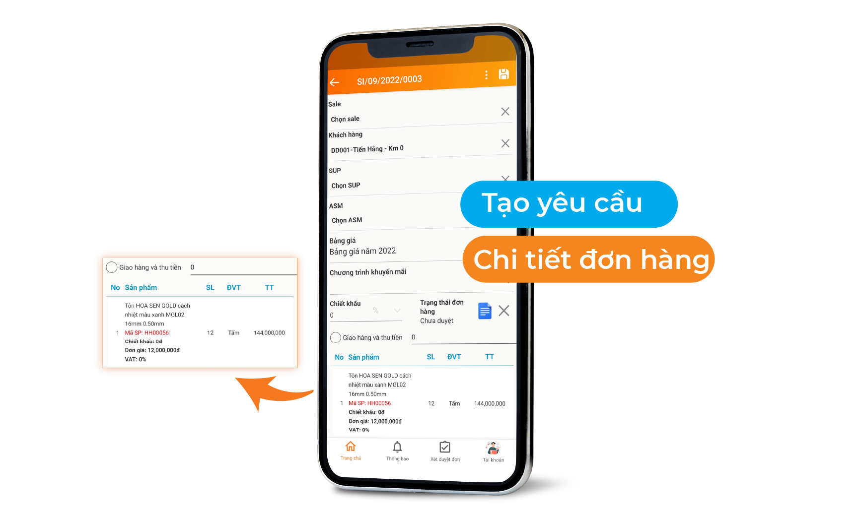 Quản lý đơn hàng sell in, sell out