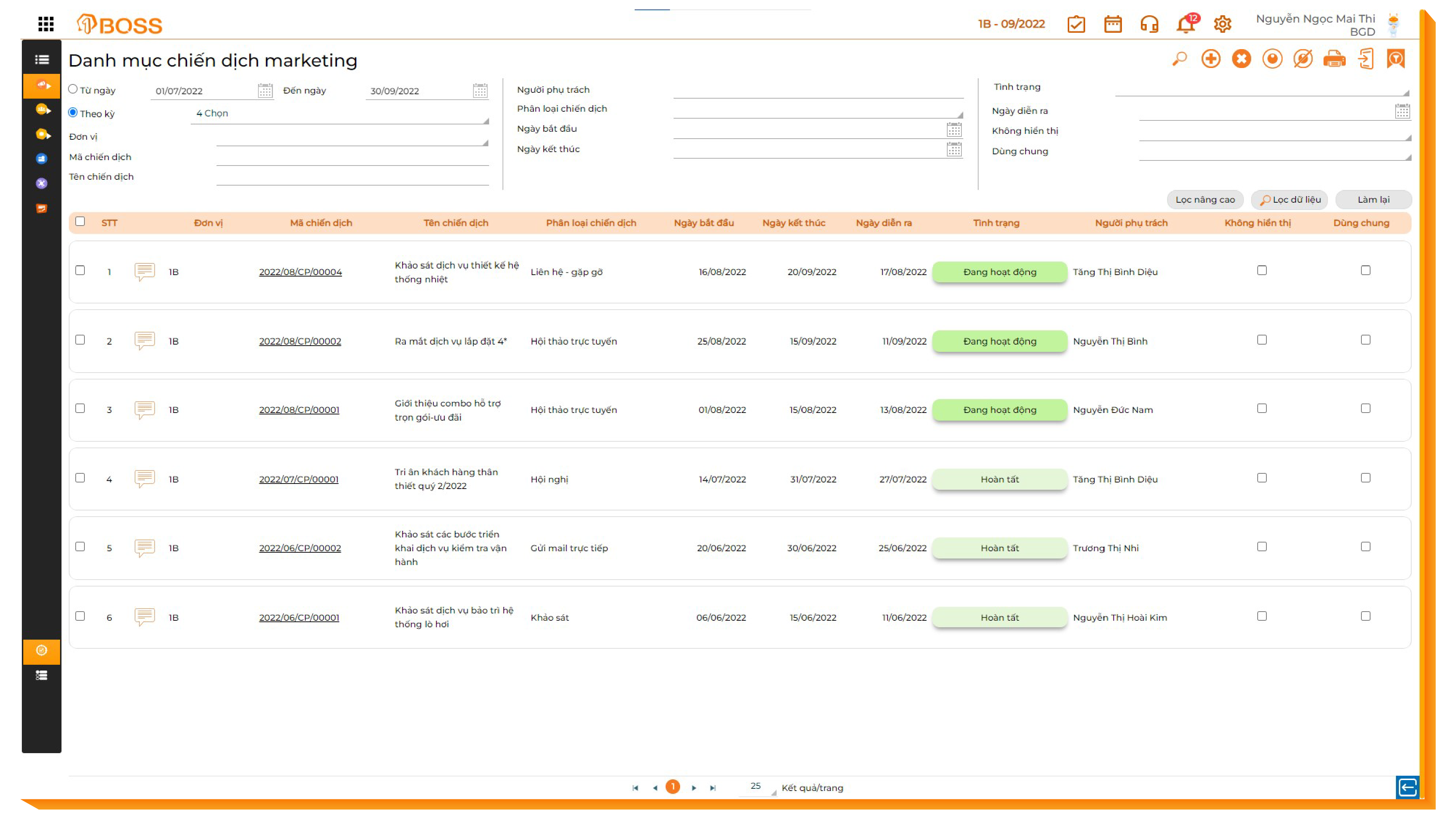 Thiết lập target chiến dịch