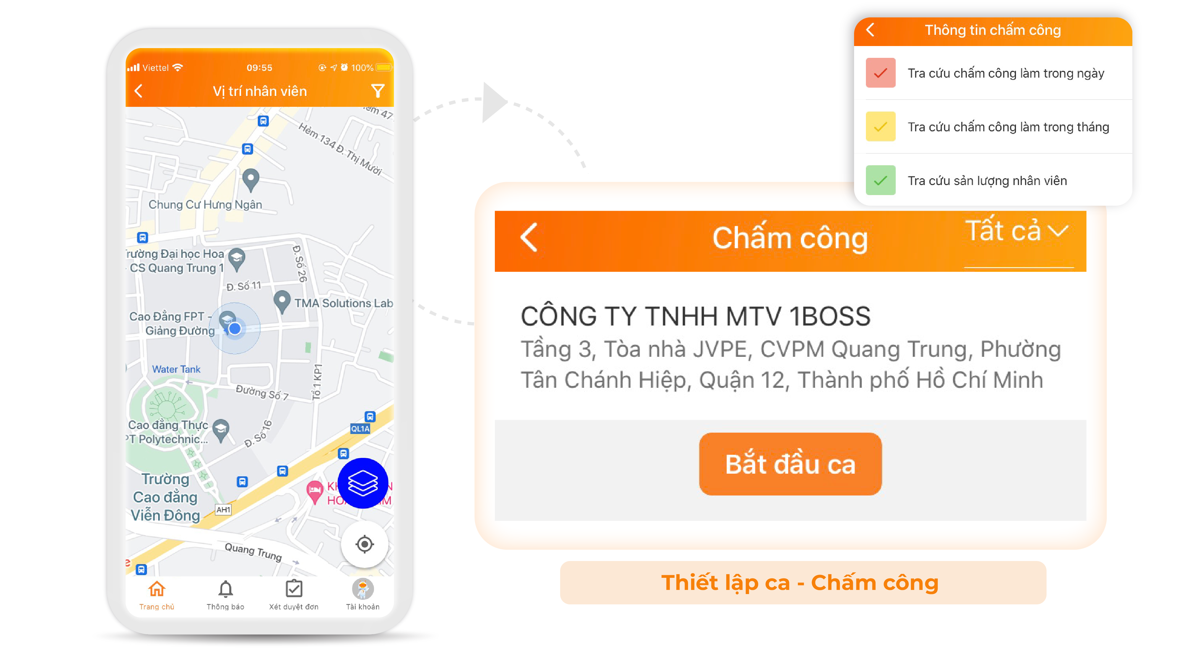 Thiết lập ca, quản lý chấm công