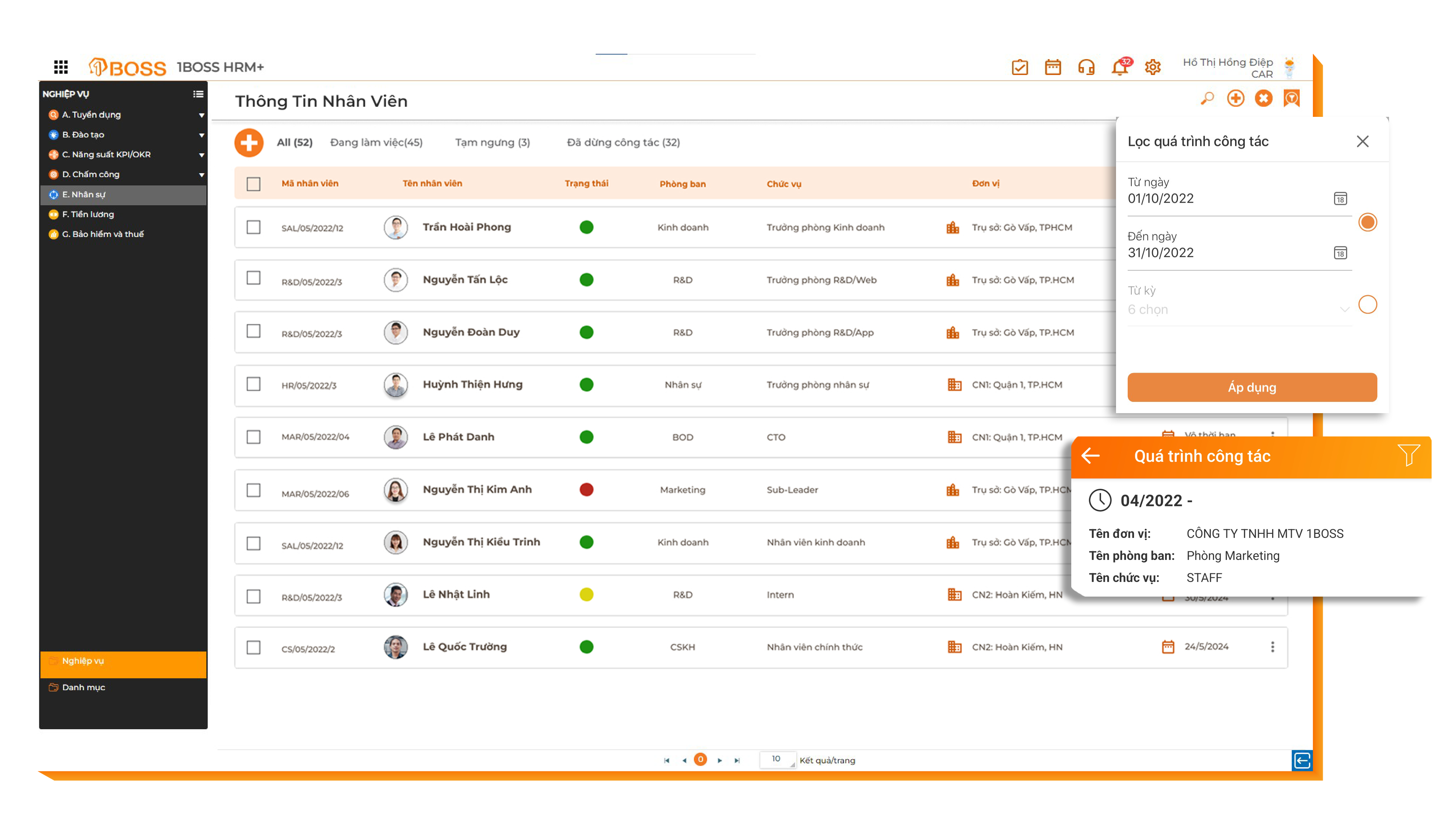 Quản lý quá trình công tác