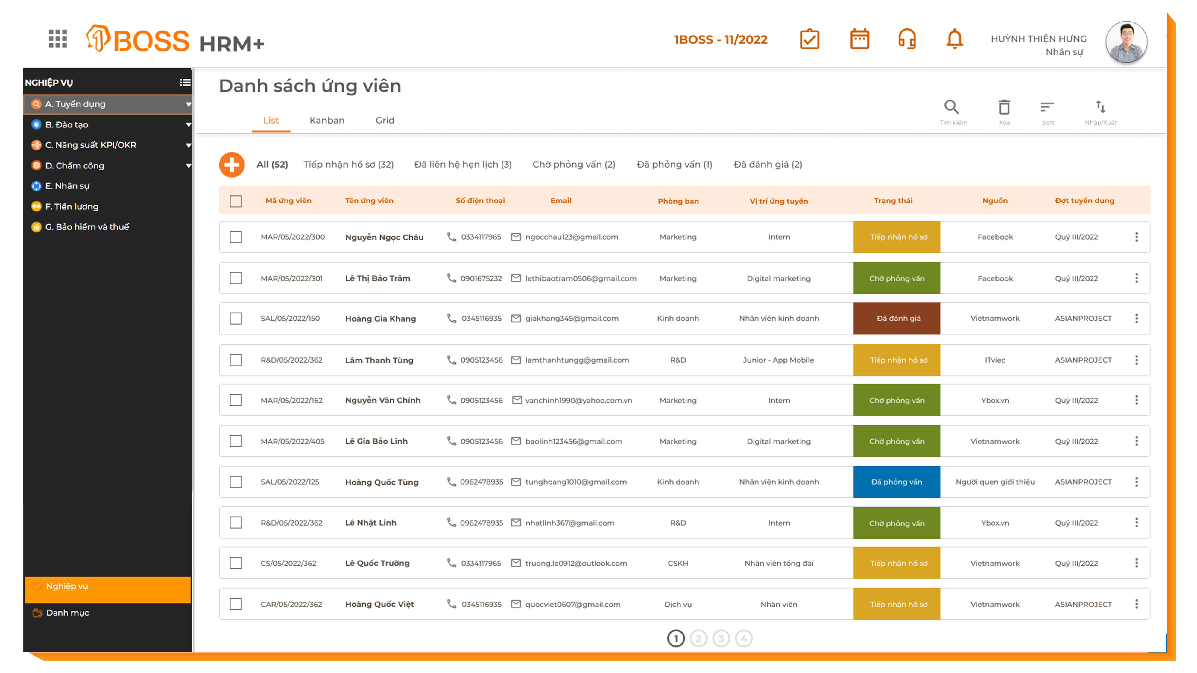 Quản lý hồ sơ nhân sự