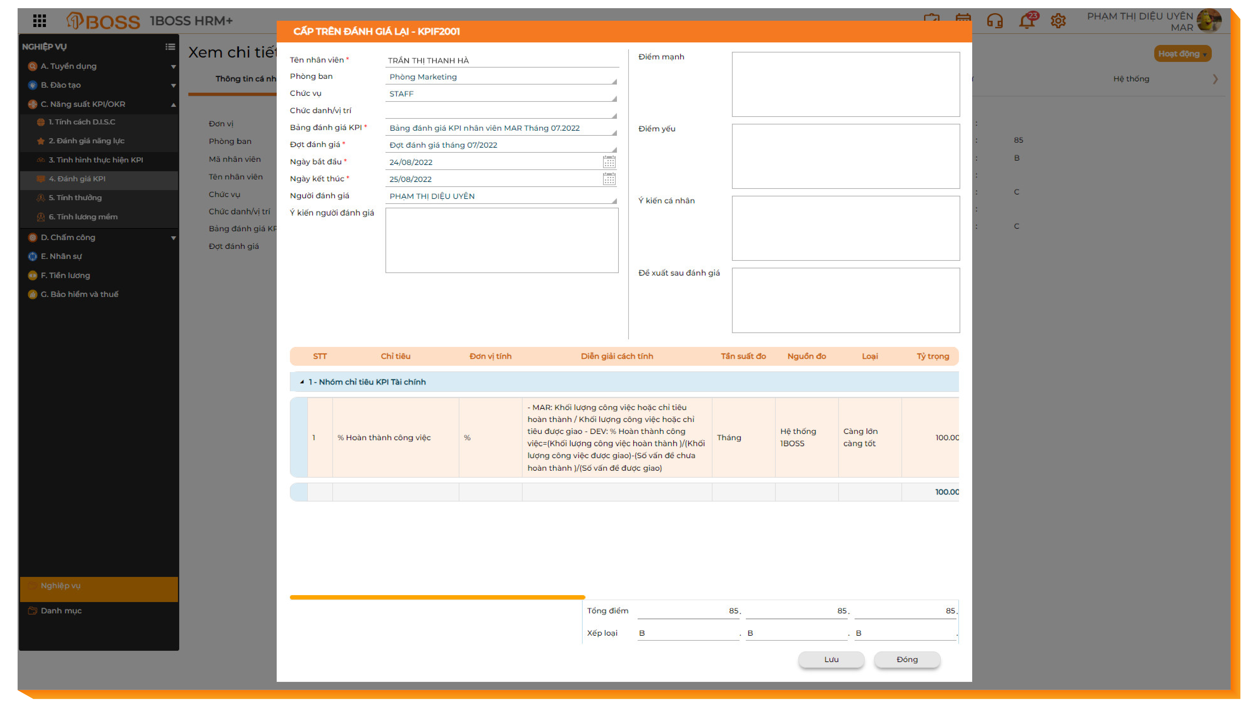 Thiết lập chỉ tiêu đánh giá