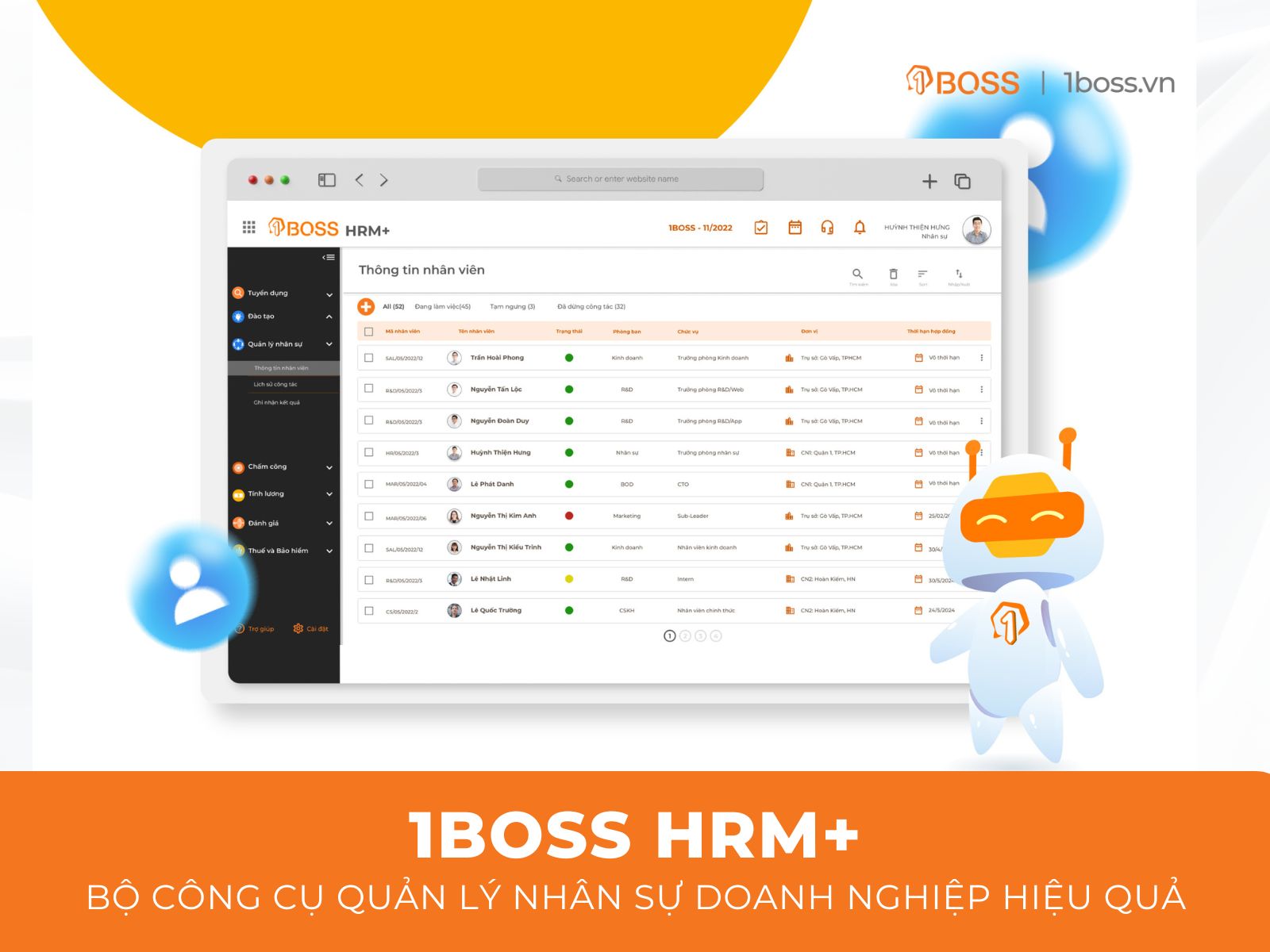 1BOSS HRM+ – Bộ công cụ quản lý nhân sự doanh nghiệp hiệu quả