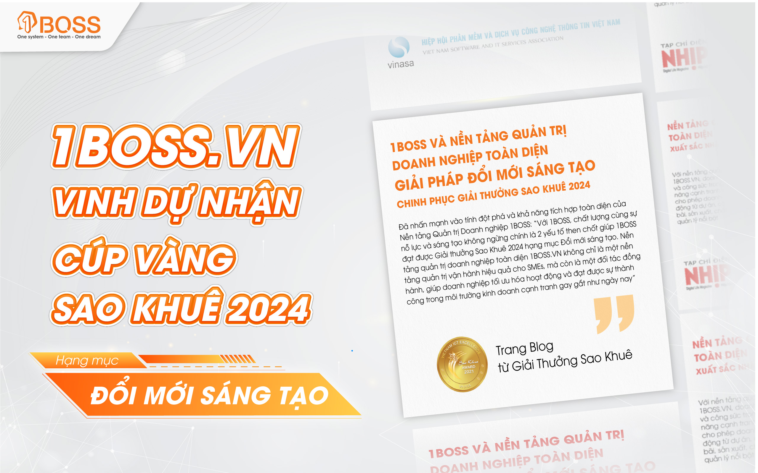 [Tin Blog từ Giải Thưởng Sao Khuê] Nền tảng quản trị doanh nghiệp toàn diện 1BOSS.VN - Nền tảng đổi mới sáng tạo chinh phục giải thưởng Sao Khuê 2024