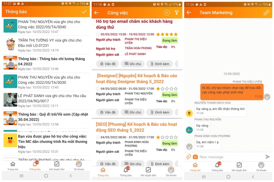 Giao diện của App Mobile 1BOSS