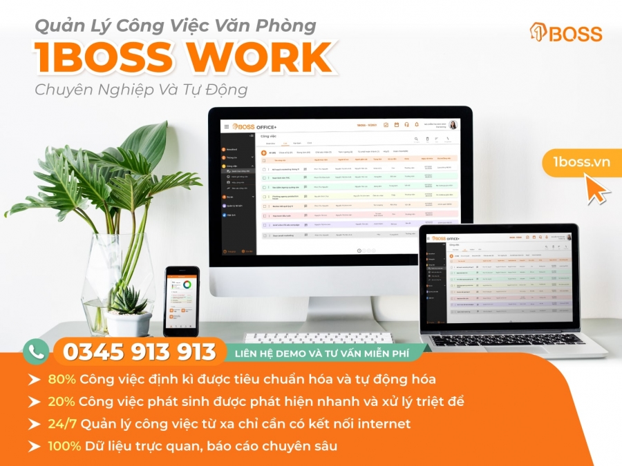1BOSS Work là hệ thống phần mềm quản lý công việc tích hợp Dashboard đa dạng