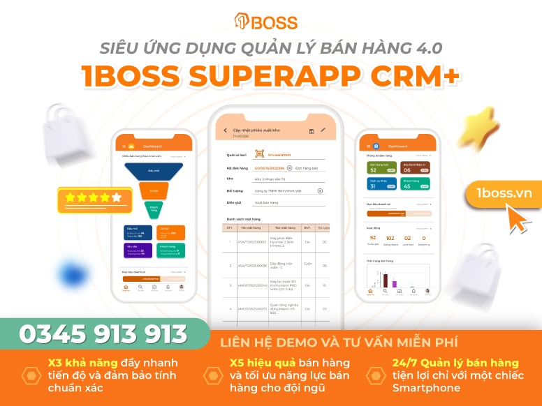 10 Điểm nổi bật chỉ có ở App quản lý doanh thu 1BOSS CRM+