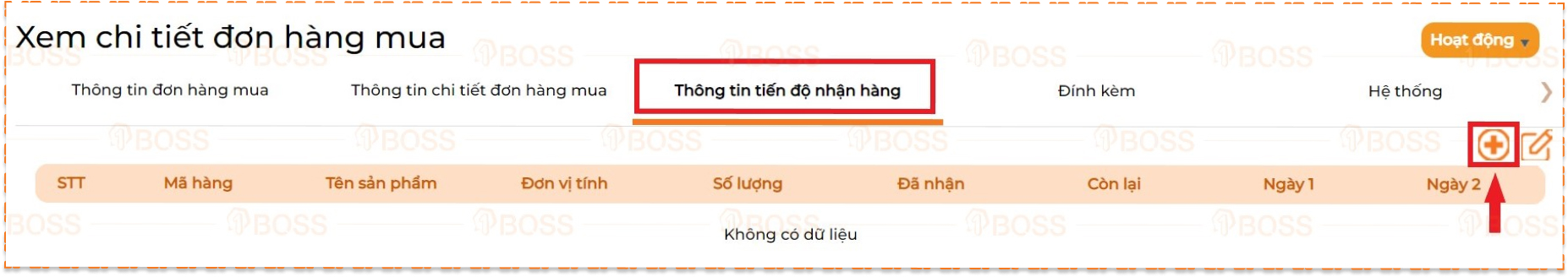 Tiến độ nhận hàng