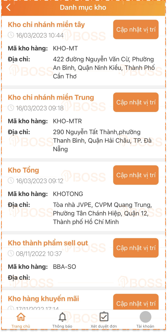 Danh mục kho