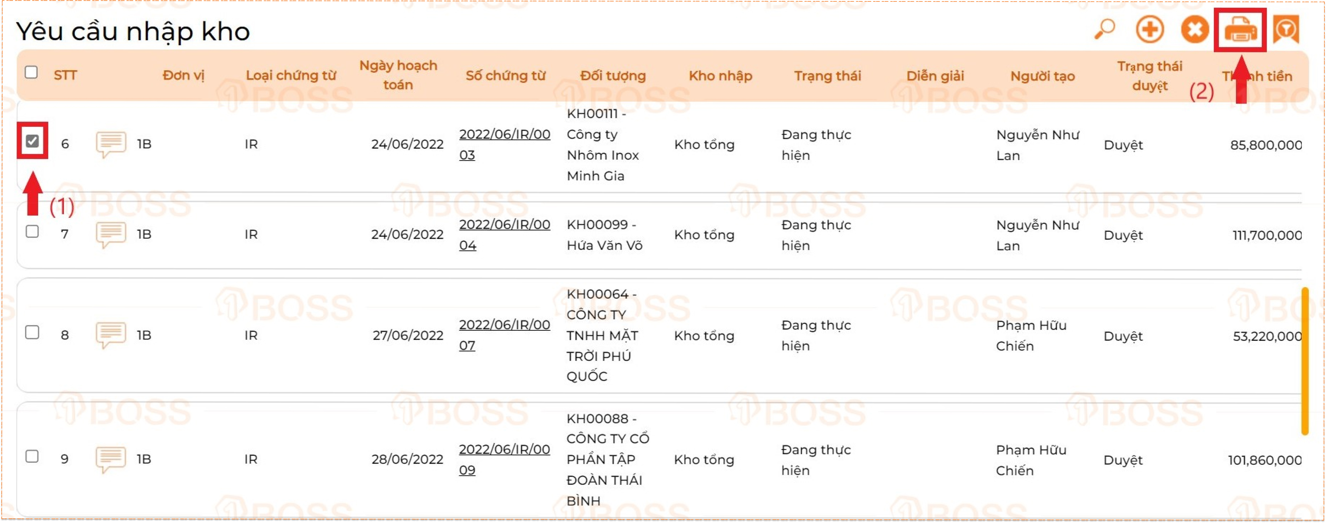 Yêu cầu nhập kho