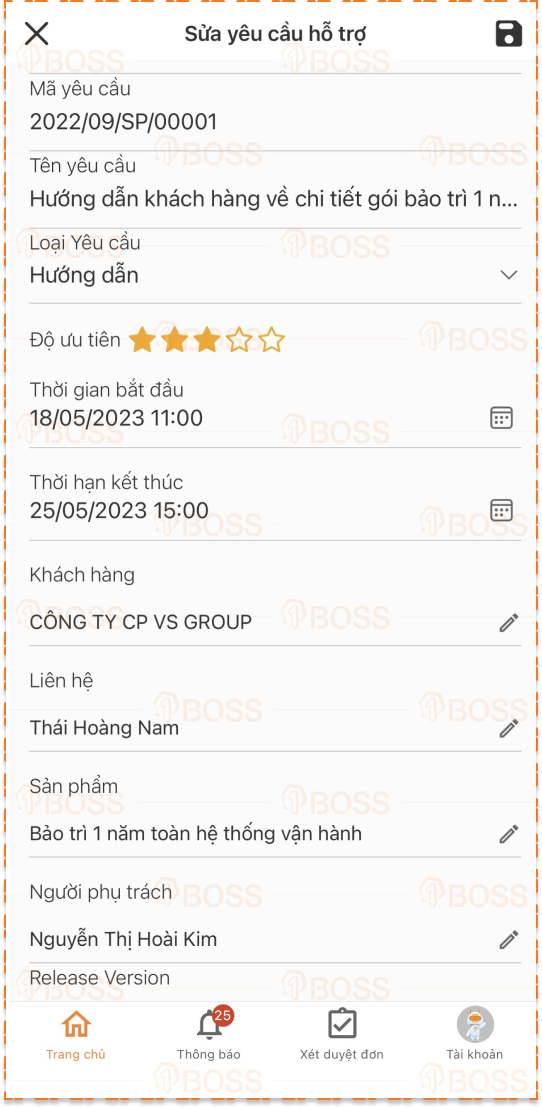 Yêu cầu hỗ trợ