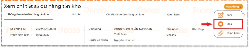 Số dư đầu hàng tồn kho