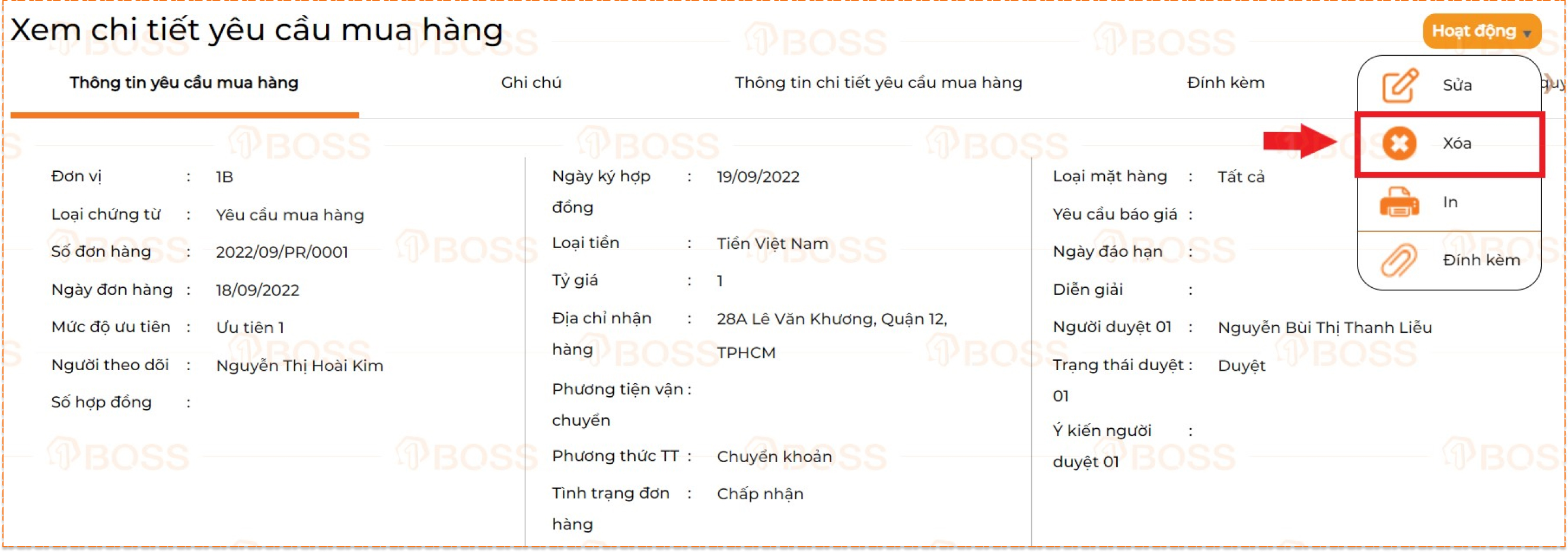 Yêu cầu mua hàng