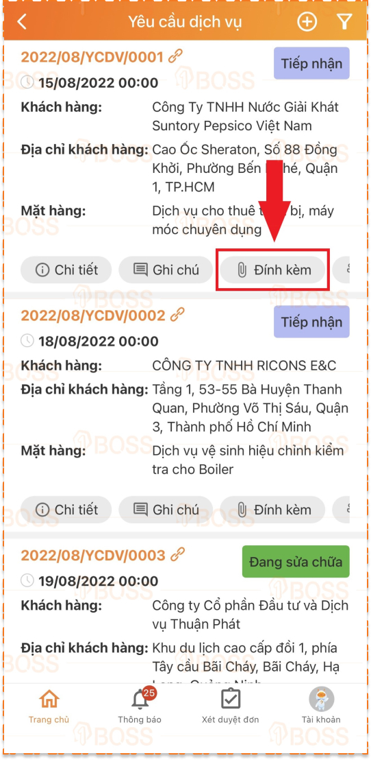 Yêu cầu dịch vụ